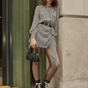 Kooples Printed short silk dress with round neck